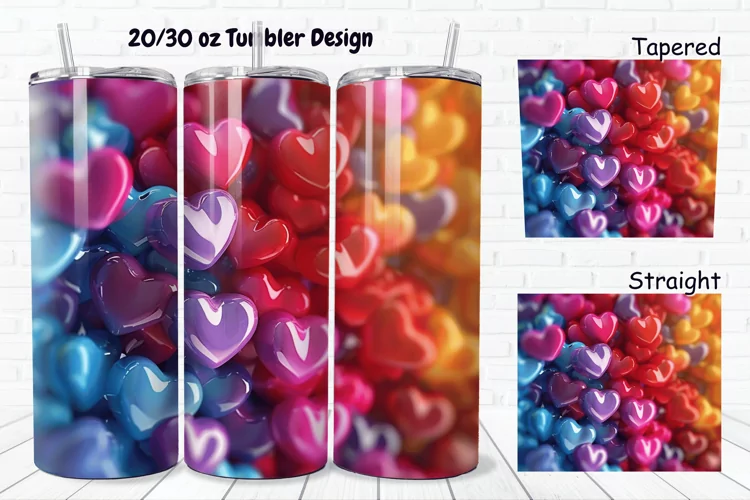 3D Love Vibrant 20/30oz Skinny Tumbler