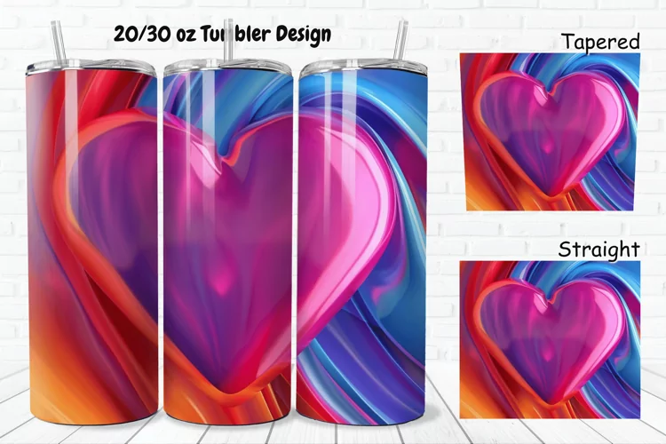 3D Love Vibrant 20/30oz Skinny Tumbler
