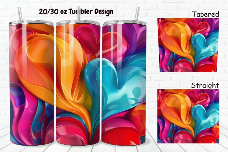 3D Love Vibrant 20/30oz Skinny Tumbler
