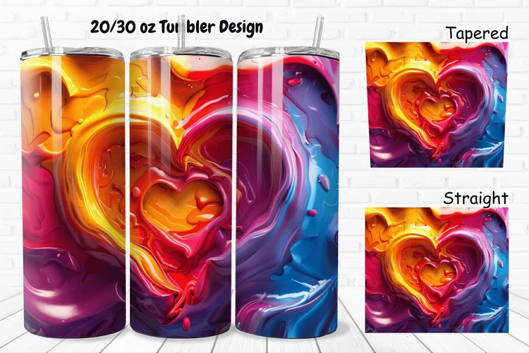 3D Love Vibrant 20/30oz Skinny Tumbler