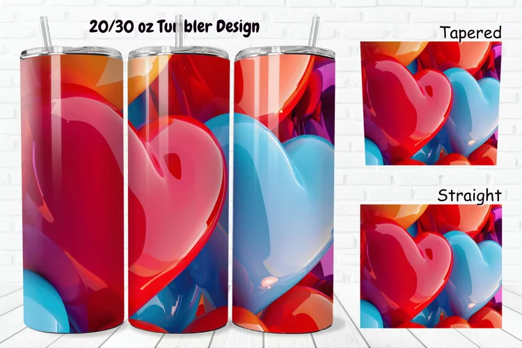3D Love Vibrant 20/30oz Skinny Tumbler