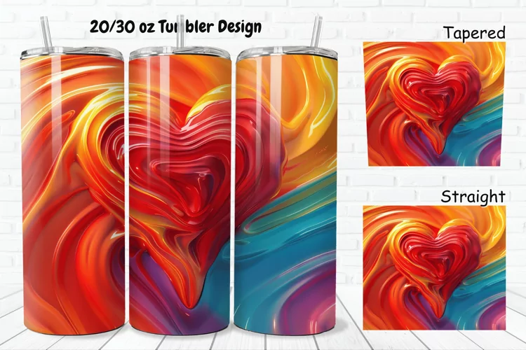 3D Love Vibrant 20/30oz Skinny Tumbler