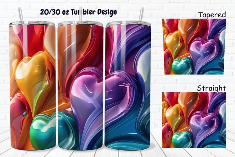 3D Love Vibrant 20/30oz Skinny Tumbler