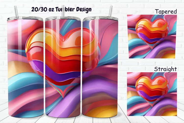 3D Love Vibrant 20/30oz Skinny Tumbler