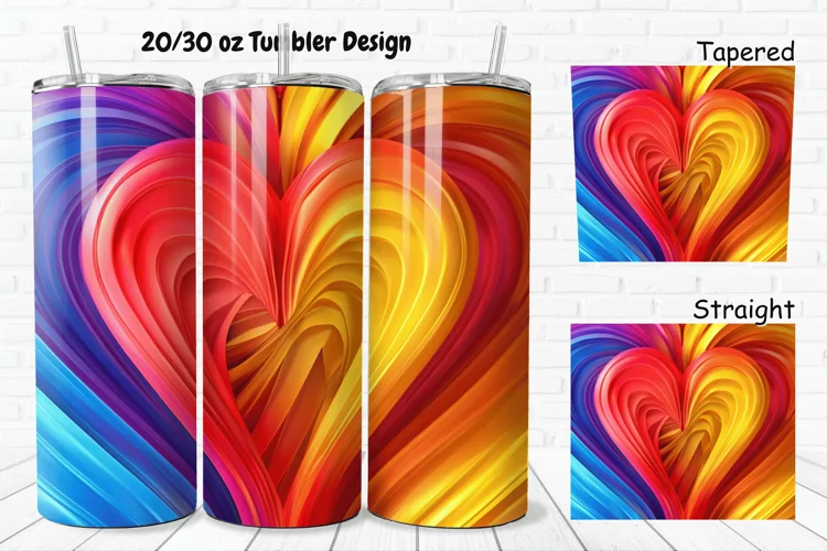 3D Love Vibrant 20/30oz Skinny Tumbler