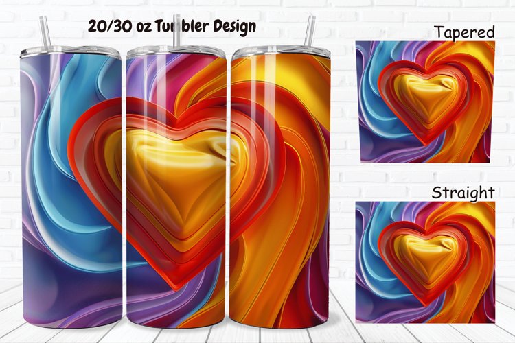 3D Love Vibrant 20/30oz Skinny Tumbler example image 1