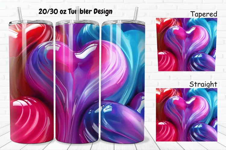 3D Love Vibrant 20/30oz Skinny Tumbler