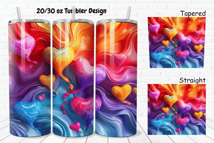 3D Love Vibrant 20/30oz Skinny Tumbler