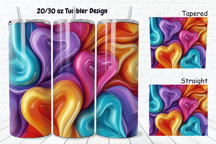 3D Love Vibrant 20/30oz Skinny Tumbler