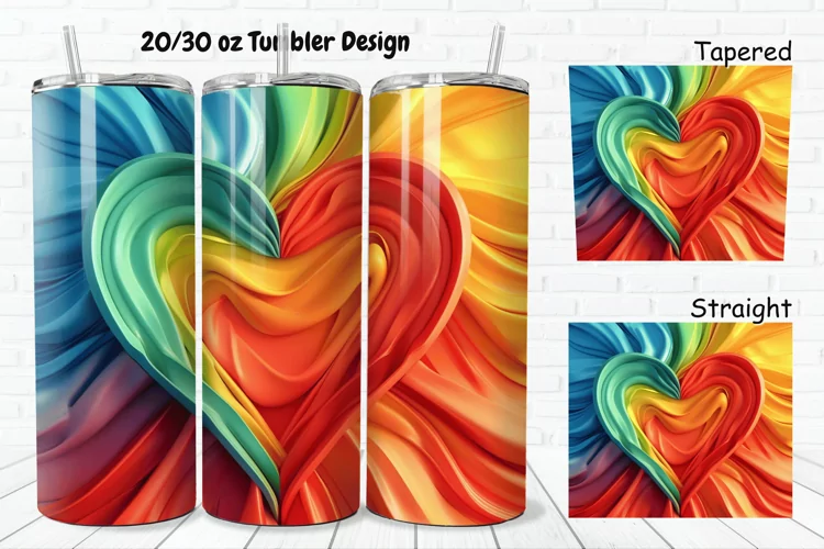 3D Love Vibrant 20/30oz Skinny Tumbler