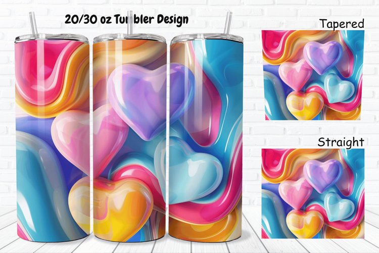 3D Love Vibrant 20/30oz Skinny Tumbler
