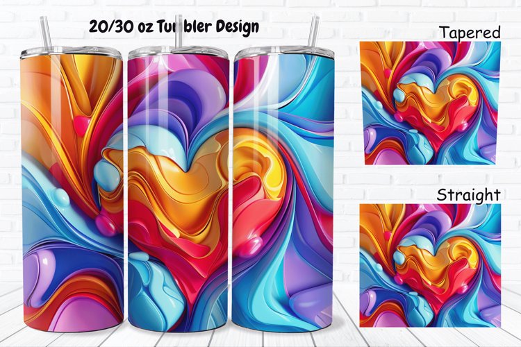 3D Love Vibrant 20/30oz Skinny Tumbler example image 1