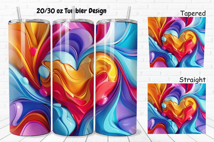 3D Love Vibrant 20/30oz Skinny Tumbler
