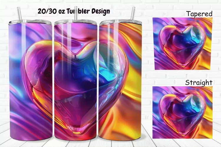 3D Love Vibrant 20/30oz Skinny Tumbler