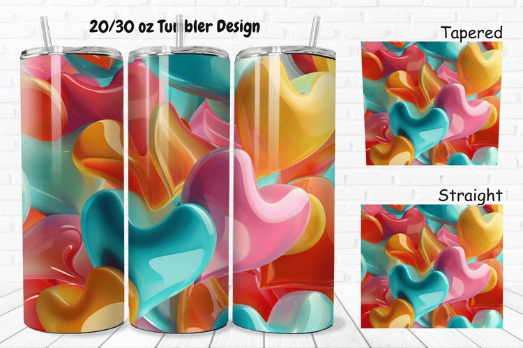 3D Love Vibrant 20/30oz Skinny Tumbler