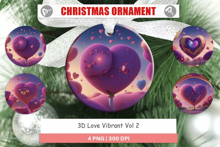 Christmas Ornaments 3D Love Vibrant