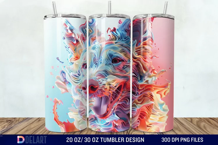3D Magic Dog Tumbler Wrap