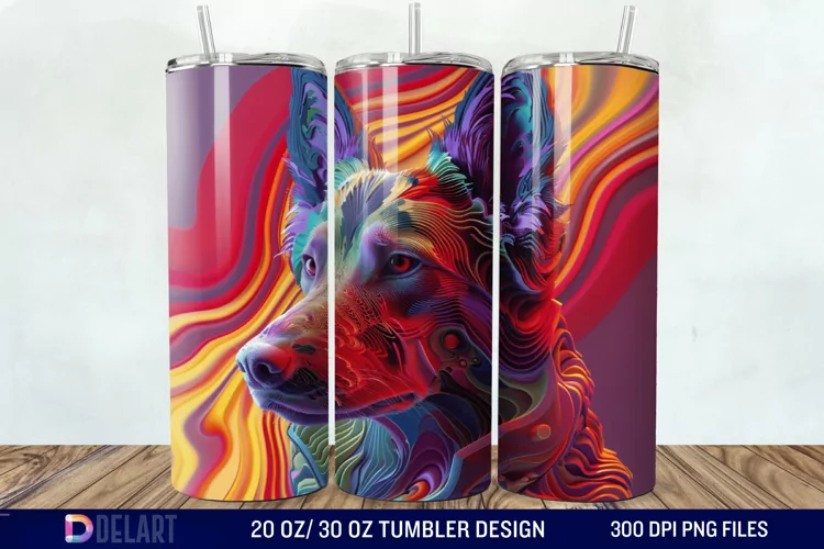3D Magic Dog Tumbler Wrap