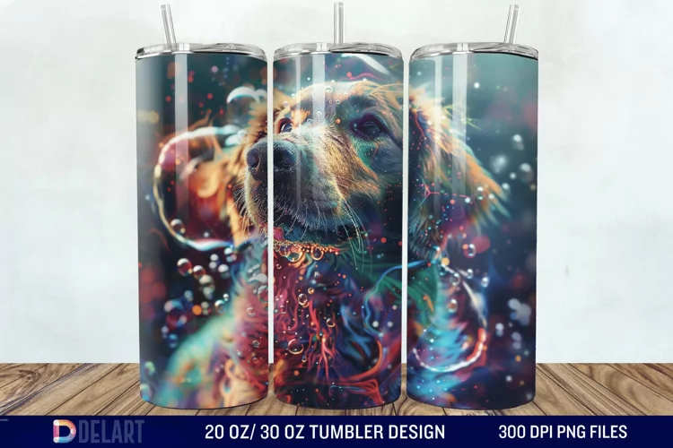 3D Magic Dog Tumbler Wrap