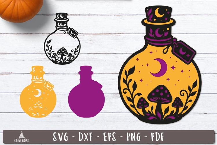 3d Magic Potion Bottle Halloween Layered SVG design