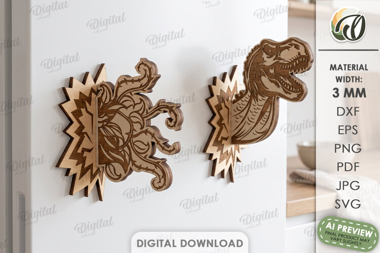 3D Fridge Magnets Laser Cut. Kitchen Magnet SVG example image 1