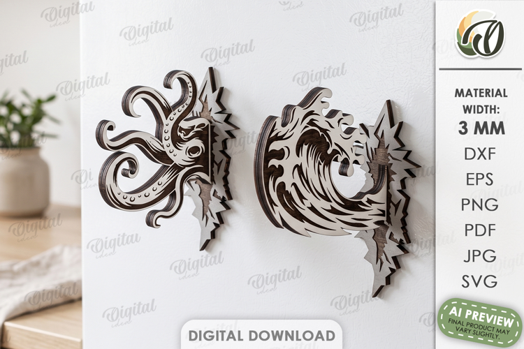 3D Fridge Magnets Laser Cut. Kitchen Magnet SVG