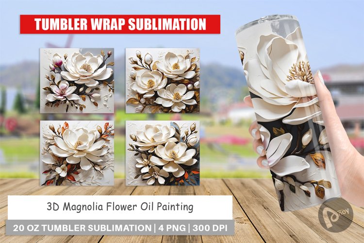 Tumbler Wrap 3D Magnolia Flower