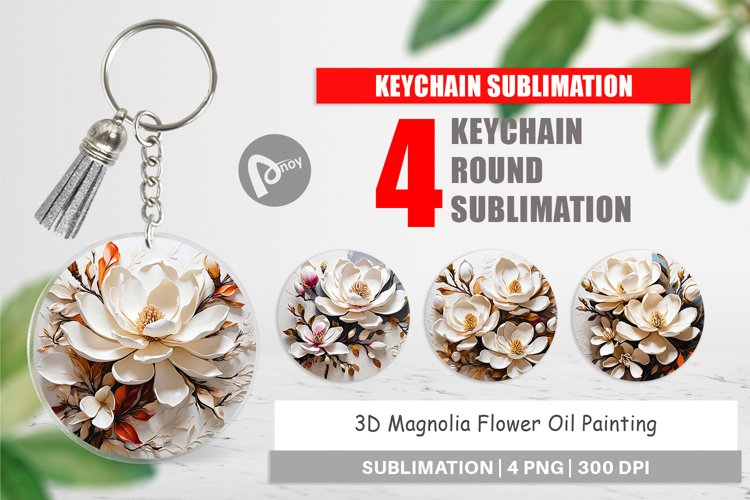 Keychain 3D Magnolia Flower