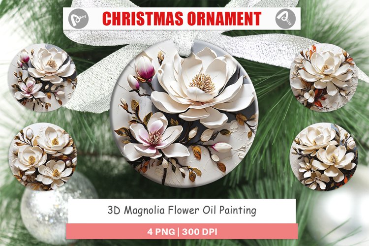 Christmas Ornaments 3D Magnolia Flower