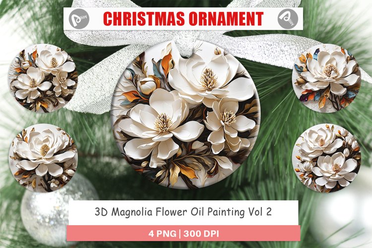 Christmas Ornaments 3D Magnolia Flower