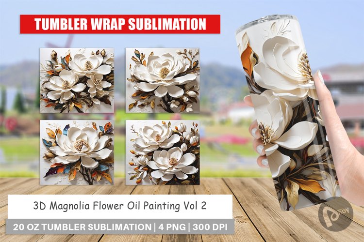 Tumbler Wrap 3D Magnolia Flower