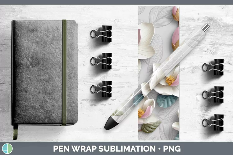 3D Magnolia Pen Wrap Sublimation Epoxy Pen Designs