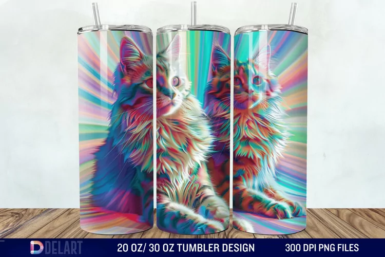 3D Maine Coon Cat Tumbler Wrap