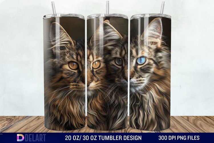 3D Maine Coon Cat Tumbler Wrap example image 1
