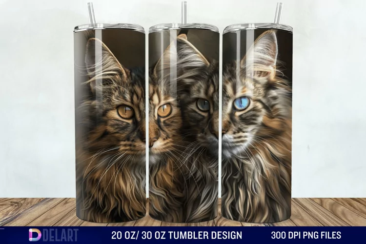 3D Maine Coon Cat Tumbler Wrap