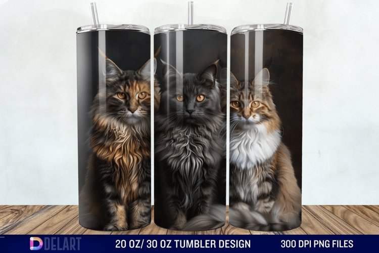 3D Maine Coon Cat Tumbler Wrap example image 1