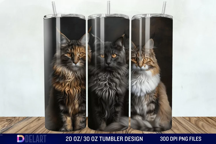 3D Maine Coon Cat Tumbler Wrap