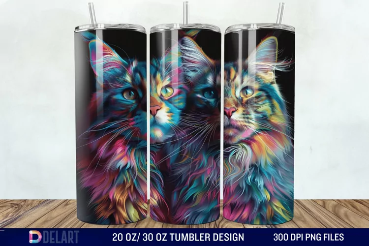 3D Maine Coon Cat Tumbler Wrap