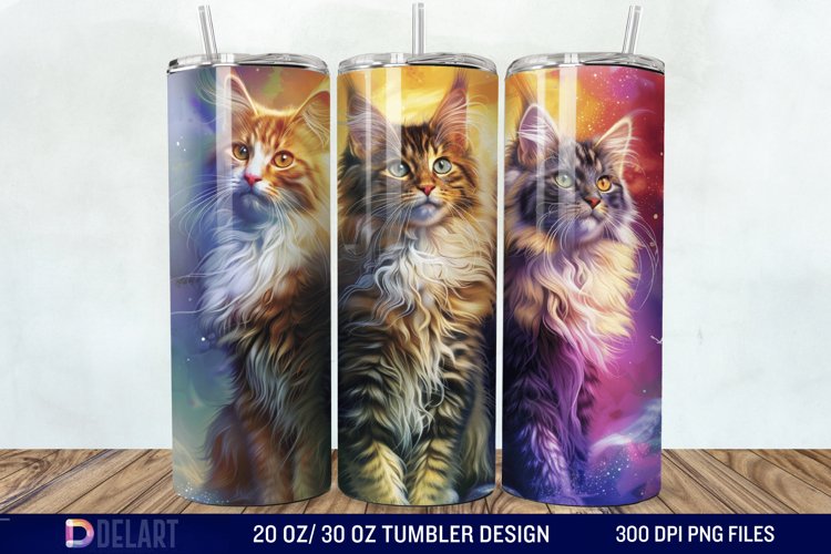 3D Maine Coon Cat Tumbler Wrap example image 1