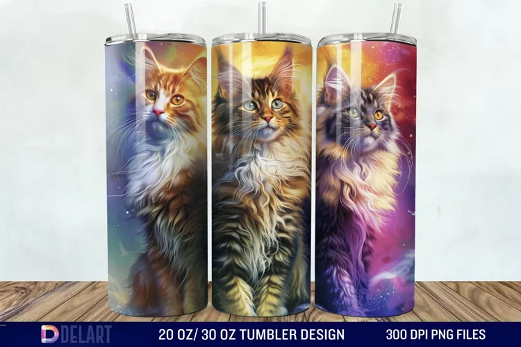 3D Maine Coon Cat Tumbler Wrap