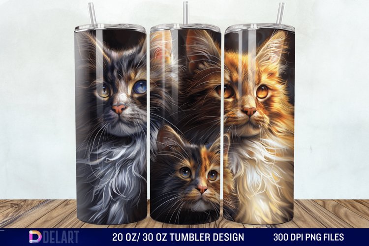3D Maine Coon Cat Tumbler Wrap example image 1