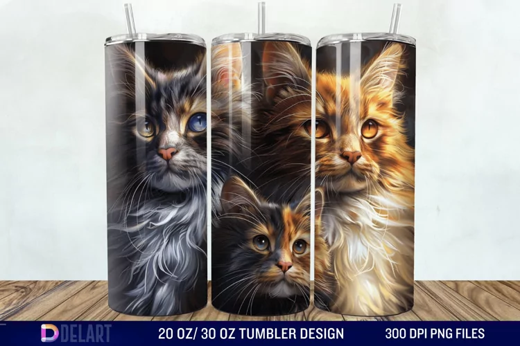 3D Maine Coon Cat Tumbler Wrap