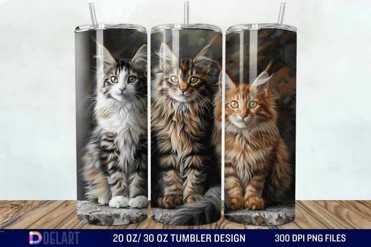 3D Maine Coon Cat Tumbler Wrap
