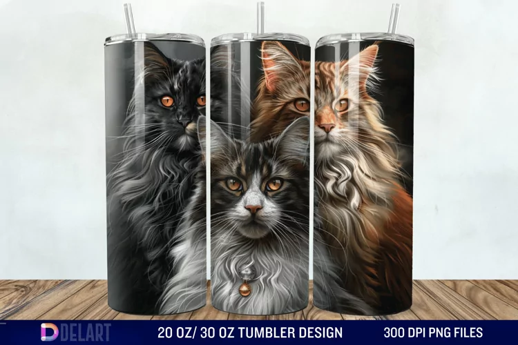 3D Maine Coon Cat Tumbler Wrap