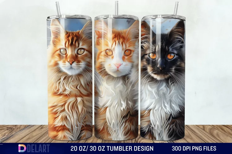 3D Maine Coon Cat Tumbler Wrap
