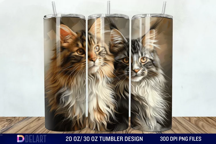 3D Maine Coon Cat Tumbler Wrap