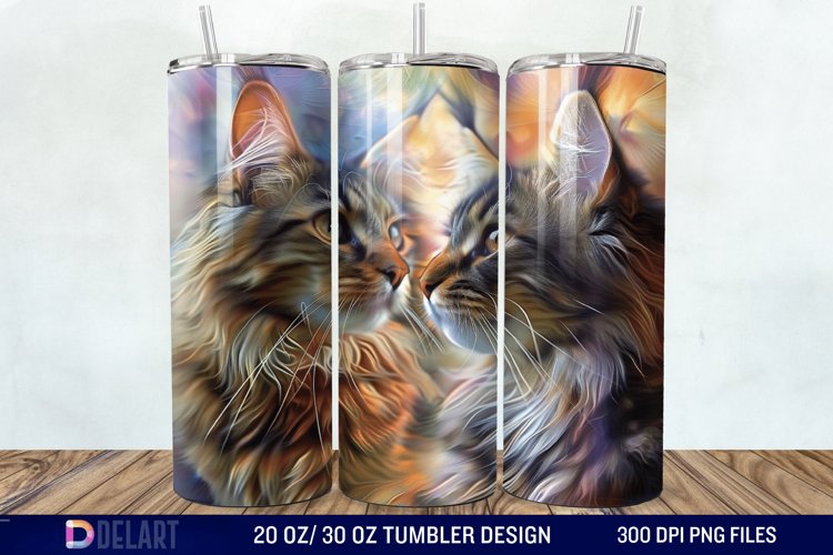 3D Maine Coon Cat Tumbler Wrap example image 1