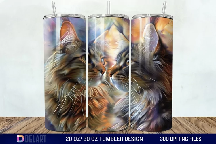 3D Maine Coon Cat Tumbler Wrap