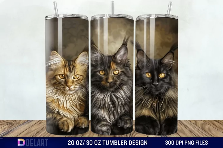 3D Maine Coon Cat Tumbler Wrap