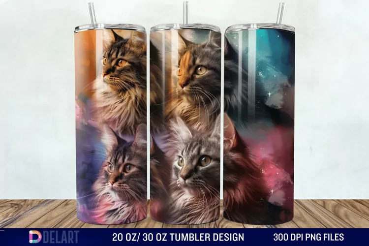 3D Maine Coon Cat Tumbler Wrap